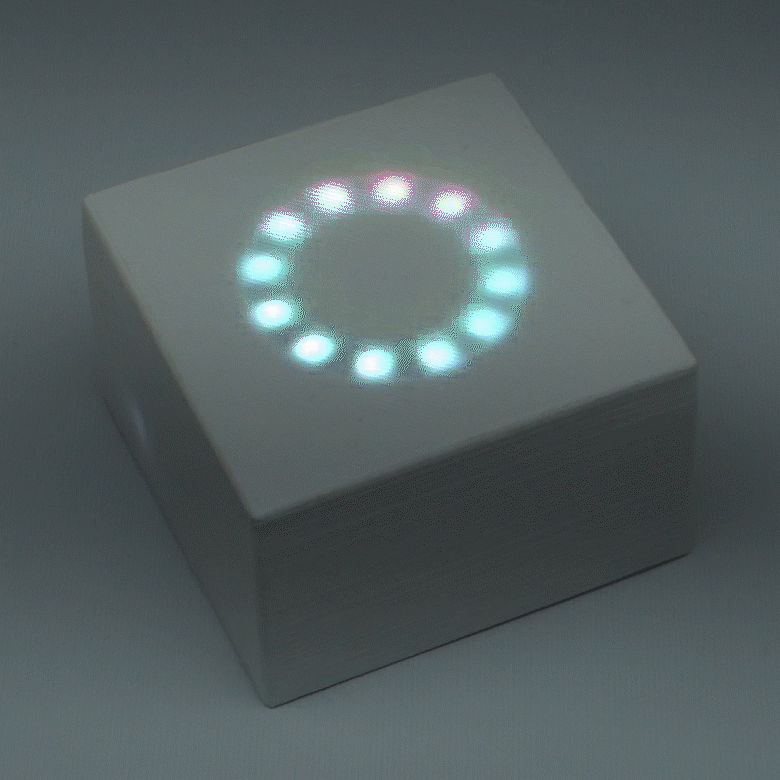 Block lighting up all of its LEDs in different colours.